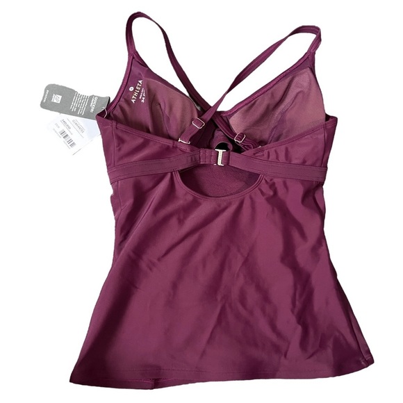 NWOT Athleta Purple Smocked Quick Dri Tankini Swim Top - Picture 3 of 7